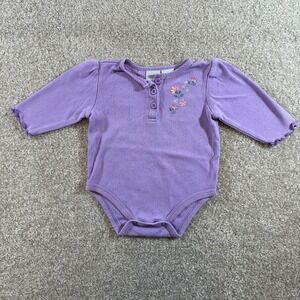 Sonoma Lavender Floral Embroidered‎ Long Sleeve Baby Bodysuit 3-6 Months